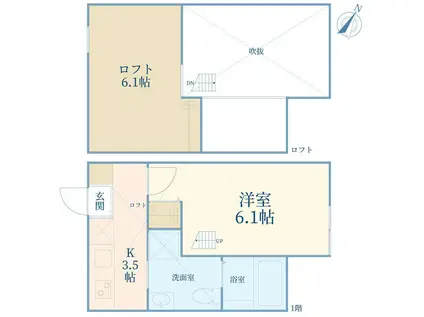 YDB鶴間(1K/1階)の間取り写真