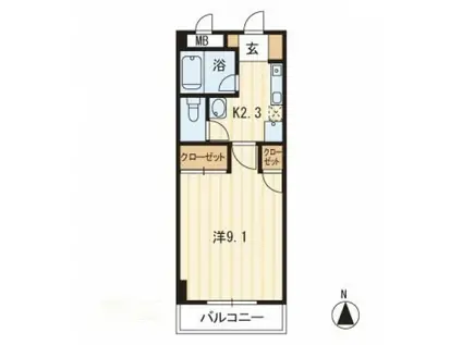 アヴァンティ21(1K/2階)の間取り写真