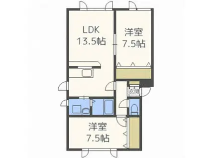 シンセリティKK(2LDK/3階)の間取り写真