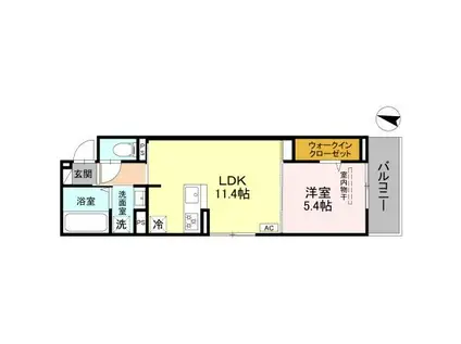 NOBLE TERRACE中山手(1LDK/2階)の間取り写真