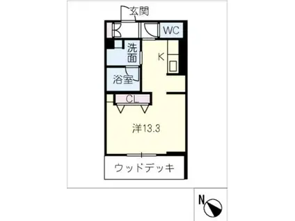 ドエルエルガー(ワンルーム/1階)の間取り写真