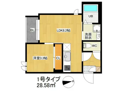 REGALEST LIETO 大橋(1LDK/1階)の間取り写真