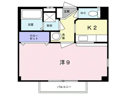 ラ・フォーレ1(1K/2階)の間取り写真