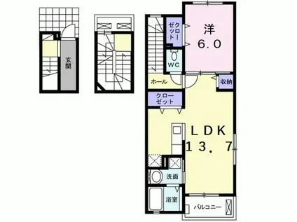 フィオーレ(1LDK/3階)の間取り写真
