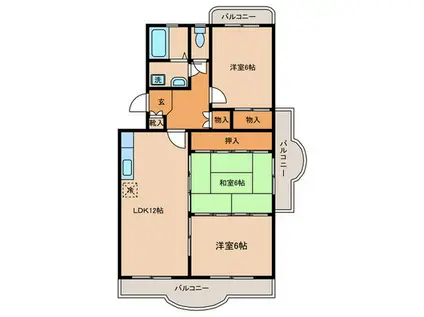 プレステージ和白II(3LDK/2階)の間取り写真