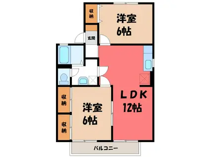 プルミエ・ラムールA(2LDK/1階)の間取り写真