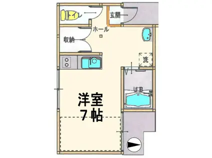 ローズパレス(ワンルーム/1階)の間取り写真