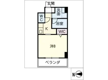 プランドール神宮苑(1K/4階)の間取り写真