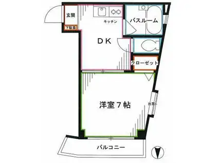 RIVER STONE(1DK/2階)の間取り写真