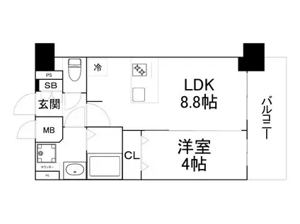 プレサンス鶴橋トレヴィエ(1LDK/10階)の間取り写真