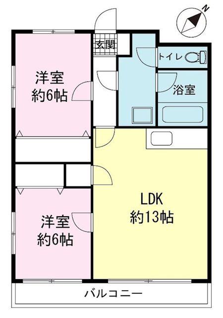 メゾンデンベイΑ(2LDK/3階)の間取り写真