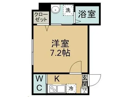 城壁のカメリアI(1K/1階)の間取り写真