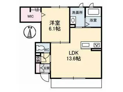 ウェランガ B棟(1LDK/1階)の間取り写真