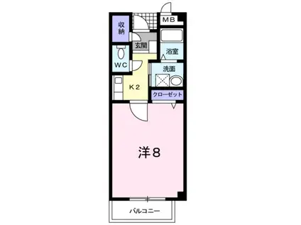 メゾン ベルクール(1K/2階)の間取り写真