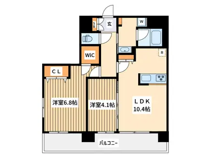 ハビテ本厚木(2LDK/11階)の間取り写真