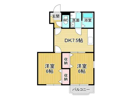 メルクマールSX II(2DK/1階)の間取り写真