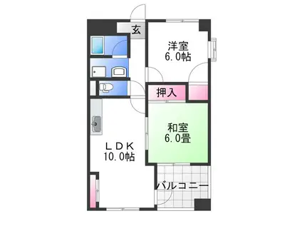 ドミール和泉府中(2LDK/3階)の間取り写真