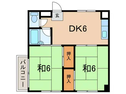 市隆ハイツ立花2番館(2DK/3階)の間取り写真