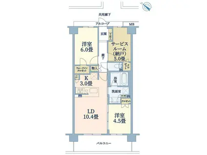 ジェイグラン京都西大路(2SLDK/7階)の間取り写真