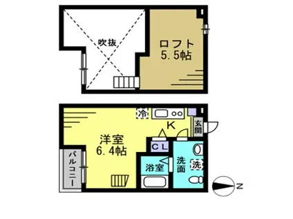 ラヴェリテ検見川(ワンルーム/2階)の間取り写真