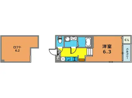 ハーモニーテラス深江南町(1K/1階)の間取り写真