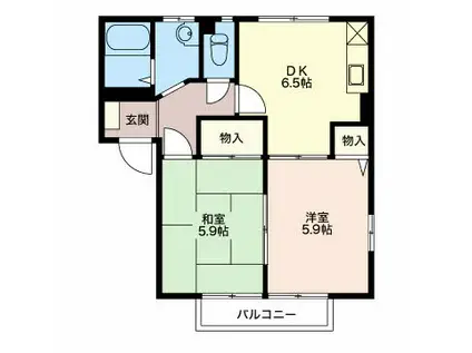 芝宮ハイツ(2DK/1階)の間取り写真
