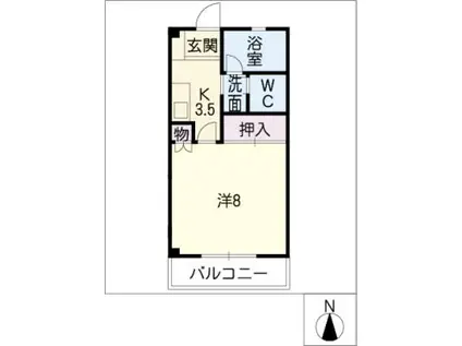 サトウステイツ(1K/1階)の間取り写真