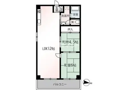 労住協第14ビル西宝町マンション(2LDK/9階)の間取り写真