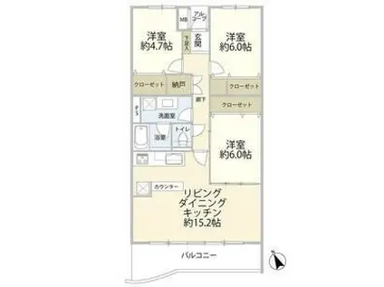 ベルググランデ東久留米(3LDK/2階)の間取り写真