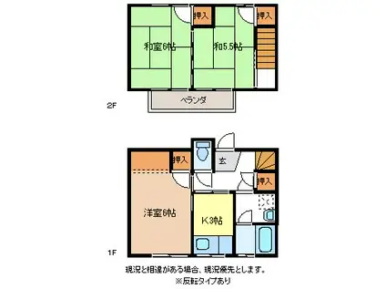 七瀬中町連棟(3K/1階)の間取り写真