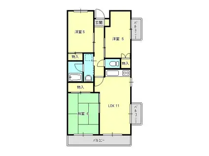 メゾン・ソレイユ2番館(2LDK/2階)の間取り写真