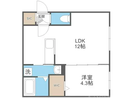 PARICI南平岸(1LDK/3階)の間取り写真