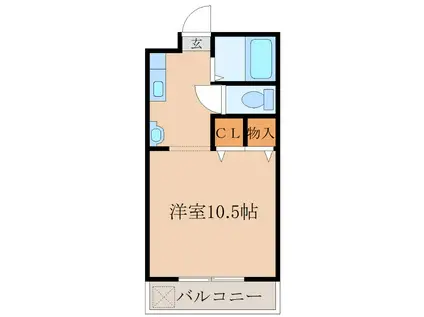 マウンテンヒルズ(ワンルーム/2階)の間取り写真