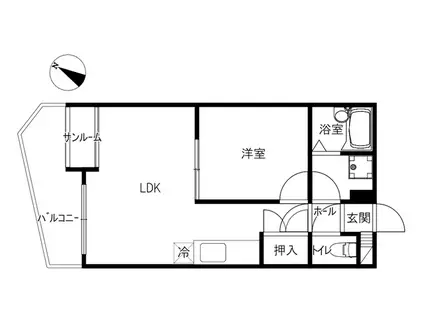 館ダイハード(1LDK/3階)の間取り写真