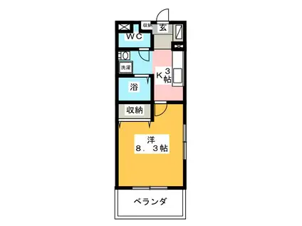 ポルタ・デルマーレ(1K/3階)の間取り写真