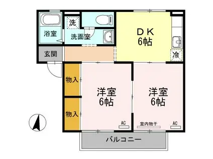 サンライズ光B棟(2DK/2階)の間取り写真