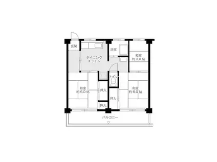 ビレッジハウス共和 4号棟(3DK/4階)の間取り写真