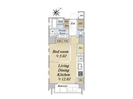 シティハウス曳舟 ハウスB(1LDK/7階)の間取り写真