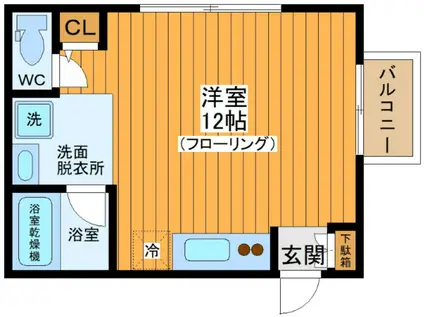 シモーヌ(ワンルーム/3階)の間取り写真