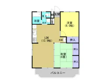 第2ハイデンス吉野(2LDK/3階)の間取り写真