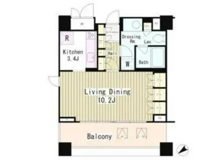 パークオアシス赤坂丹後坂(ワンルーム/4階)の間取り写真