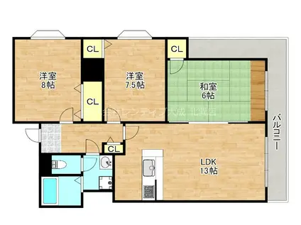 藤和ビル(3LDK/4階)の間取り写真