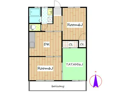 シャトーウエマツ(3DK/2階)の間取り写真