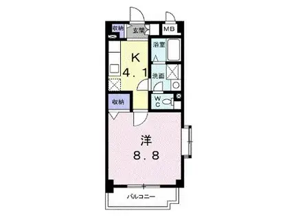 ＪＲ横須賀線 東戸塚駅 徒歩14分 5階建 築23年(1K/4階)の間取り写真