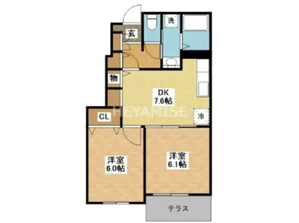 アンジュ・パ-クII(2DK/1階)の間取り写真