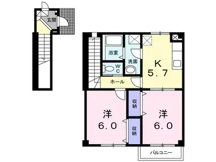 メゾン・アヴニール(2K/2階)の間取り写真