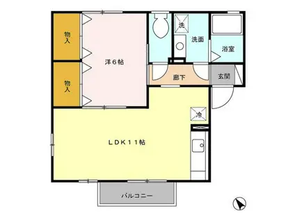 グランデージュ(1LDK/2階)の間取り写真