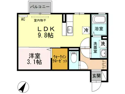 マリオンIII(1LDK/2階)の間取り写真