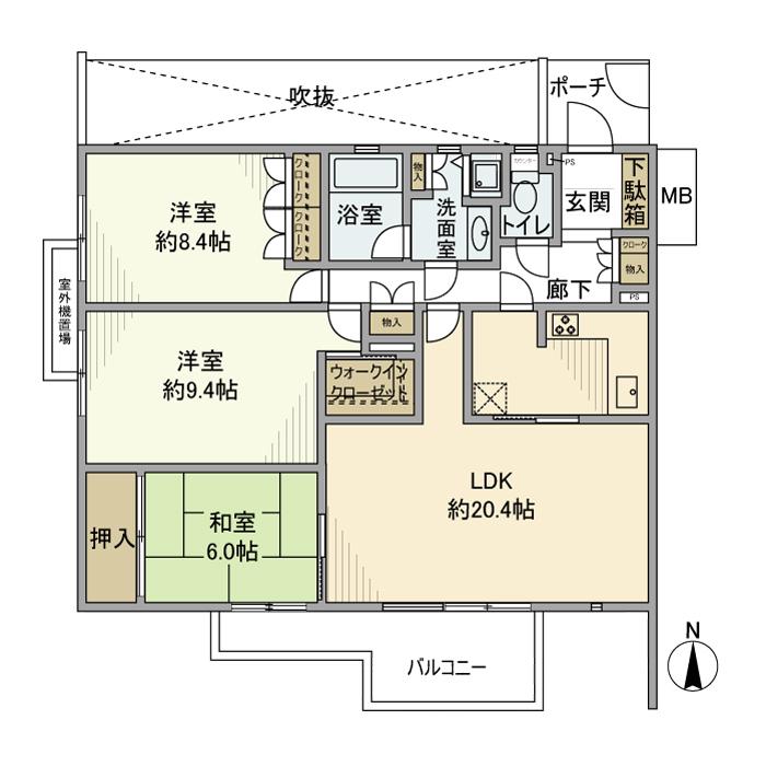 パーク・コート御影(3LDK/3階)の間取り写真
