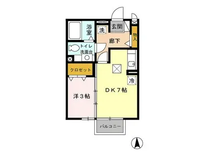 ヘイスティング(1DK/2階)の間取り写真